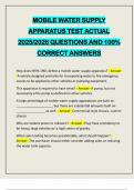 MOBILE WATER SUPPLY APPARATUS TEST ACTUAL 2025&sol;2026 QUESTIONS AND 100&percnt; CORRECT ANSWERS