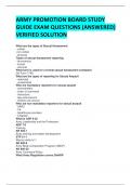 ARMY PROMOTION BOARD STUDY GUIDE EXAM QUESTIONS &lpar;ANSWERED&rpar; VERIFIED SOLUTION