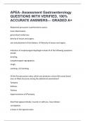 APEA- Assessment Gastroenterology  QUESTIONS WITH VERIFIED&comma; 100&percnt;  ACCURATE ANSWERS&mdash; GRADED A&plus; 