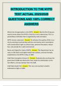 INTRODUCTION TO THE NYPD TEST ACTUAL 2025&sol;2026 QUESTIONS AND 100&percnt; CORRECT ANSWERS