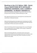 Banking in the U&period;S&period; Before 1900 - Quick  Check QUESTIONS WITH DETAILED  VERIFIED ANSWERS &lpar;100&percnt; CORRECT  ANSWERS&rpar; &sol; ALREADY GRADED A&plus; 
