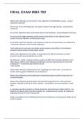 FINAL EXAM MBA 702 QUESTIONS WITH CORRECT ANSWERS