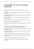 Kendall MBA 702 - Mod 1-2 Financial statements Questions with Accurate Answers 2025