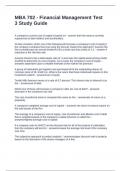 MBA 702 - Financial Management Test 3 Study Guide Questions and Answers