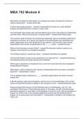MBA 702 Module 6 Questions with Correct Answers