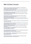 MBA 702 Week 5 Kendall Questions and Answers
