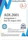 ADL2601 Assignment 1&lpar;COMPLETE ANSWERS&rpar;-Due 26 August 2025