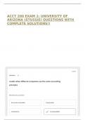 ACCT 200 EXAM 1&colon; UNIVERSITY OF ARIZONA &lpar;STUSSIE&rpar; QUESTIONS WITH COMPLETE SOLUTIONS&excl;&excl;