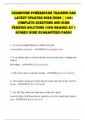 Champions Powerhouse Training SAE LATEST UPDATED 2025&sol;2026 &vert; 140&plus; COMPLETE QUESTIONS AND SURE VERIFIED SOLUTIONS 100&percnt; GRADED AT &plus; SCORE&excl;&excl; SURE GUARANTEED PASS&excl;&excl;