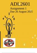 ADL2601 Assignment 1&lpar;COMPLETE ANSWERS&rpar;-Due 26 August 2025