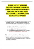 CHSOS LATEST UPDATED 2025&sol;2026 practice exam WITH COMPLETE questions and SURE VERIFIED SOLUTIONS 100&percnt; GRADED AT A&plus; SCORE&excl;&excl; SURE GUARANTEED PASAS&excl;&excl;