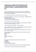 TABLEAU DESKTOP SPECIALIST QUESTIONS & ANSWERS&lpar;RATED A&plus;&rpar;