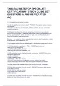 TABLEAU DESKTOP SPECIALIST CERTIFICATION - STUDY GUIDE SET QUESTIONS & ANSWERS&lpar;RATED A&plus;&rpar;