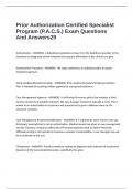 Prior Authorization Certified Specialist Program &lpar;P&period;A&period;C&period;S&period;&rpar; Exam Questions And Answers
