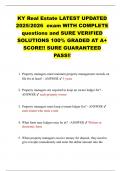 KY Real Estate LATEST UPDATED 2025&sol;2026  exam WITH COMPLETE questions and SURE VERIFIED SOLUTIONS 100&percnt; GRADED AT A&plus; SCORE&excl;&excl; SURE GUARANTEED PASS&excl;&excl;