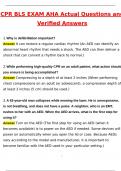 CPR BLS Exam AHA Latest 2025 Actual Questions and Verified Answers &lpar;2025 &sol; 2026&rpar; A&plus; Grade 100&percnt; Guarantee Verified by Experts