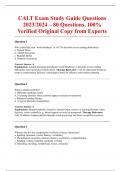 CALT Exam Study Guide Questions 2023&sol;2024 &ndash; 80 Questions&comma; 100&percnt; Verified Original Copy from Experts
