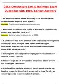 CSLB CONTRACTOR'S LAW & BUSINESS EXAM Latest 2025 Actual Questions and Verified Answers &lpar;2025 &sol; 2026&rpar; A&plus; Grade 100&percnt; Guarantee Verified by Experts
