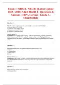 Exam 1&colon; NR324 &sol; NR 324 &lpar;Latest Update 2025 &sol; 2026&rpar; Adult Health I &vert; Questions & Answers &vert; 100&percnt; Correct &vert; Grade A - Chamberlain
