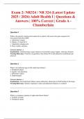 Exam 2&colon; NR324 &sol; NR 324 &lpar;Latest Update 2025 &sol; 2026&rpar; Adult Health I &vert; Questions & Answers &vert; 100&percnt; Correct &vert; Grade A - Chamberlain