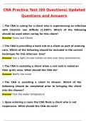 CNA Practice Test 60 Questions Latest 2025 Actual Questions and Verified Answers (2025 / 2026) A+ Grade 100% Guarantee Verified by Experts