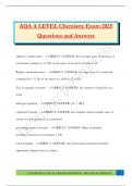 AQA A LEVEL Chemistry Exam 2025 Questions and Answers