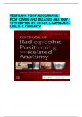 Test bank for Radiographic Positioning and Related Anatomy 11th Edition by John Lampignano & Leslie E&period;
