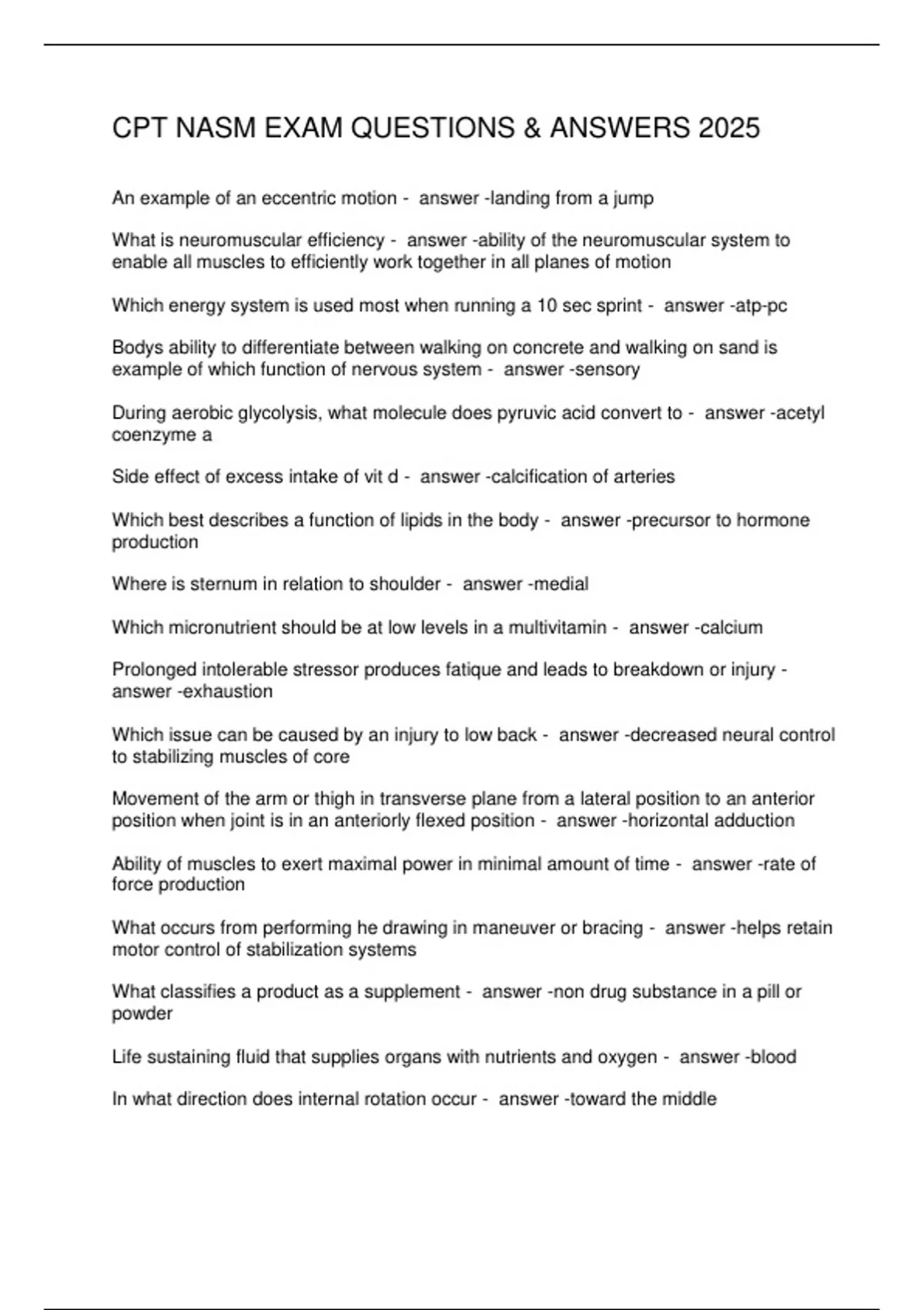 CPT NASM EXAM QUESTIONS ANSWERS 2025 CPT NASM Stuvia US cpt-nasm-exam-questions-answers-2025-cpt-nasm-stuvia-us