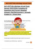 MLS ASCP Microbiology Actual Exam  Newest 2025&sol;2026 Complete All  Questions And Correct Detailed  Answers &lpar;Verified Answers&rpar; &vert;Already  Graded A&plus;&vert;&vert;Brand New 