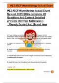 MLS ASCP Microbiology Actual Exam  Newest 2025&sol;2026 Complete All  Questions And Correct Detailed  Answers &lpar;Verified Rationales &rpar;  &vert;Already Graded A&plus;&vert;&vert;Brand New   