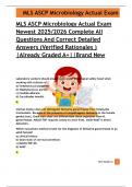 MLS ASCP Microbiology Actual Exam  Newest 2025&sol;2026 Complete All  Questions And Correct Detailed  Answers &lpar;Verified Rationales &rpar;  &vert;Already Graded A&plus;&vert;&vert;Brand New 