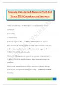 Sexually transmitted diseases NUR 634 Exam 2025 Questions and Answers
