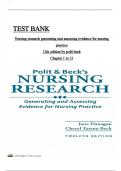 Test Bank- Polit & Beck's Nursing Research Generating and Assessing Evidence for Nursing Practice 12Th Edition &lpar; CHERYL TATANO BECK&comma; 2025&rpar; Latest Edition &vert;&vert; All Chapters