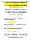 CALIFORNIA ARF ADMINISTRATOR STUDY GUIDE&comma; ARF   &lpar;ARF TITLE 22&comma; DIV 6&comma; CHAPTER 6&rpar; ADULT RESIDENTIAL   FACILITY &lpar;ARF&rpar; EXAM QUESTIONS WITH COMPLETE  SOLUTIONS GUARANTEED PASS