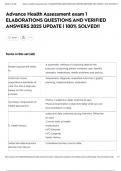 Advance Health Assessment exam 1 ELABORATIONS QUESTIONS AND VERIFIED ANSWERS 2025 UPDATE &vert; 100&percnt; SOLVED&excl;&excl;