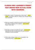 FLORIDA DMV LEARNER'S PERMIT  TEST BRAND NEW ACTUAL EXAM  WITH ANSWERS&period;