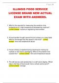 ILLINOIS FOOD SERVICE  LICENSE BRAND NEW ACTUAL  EXAM WITH ANSWERS&period;