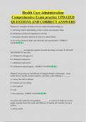 Health Care Administration  Comprehensive Exam practice UPDATED  QUESTIONS AND CORRECT ANSWERS