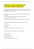FOS Exam 1 Quiz Questions and answers verified to pass 2025 