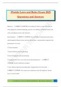 Florida Laws and Rules Exam 2025 Questions and Answers