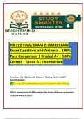 NR 222 FINAL EXAM CHAMBERLAIN Exam Questions and Answers &vert; 100&percnt; Pass Guaranteed &vert; Graded A&plus; &vert; 100&percnt; Correct &vert; Grade A - Chamberlain