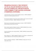 PHARMACOLOGY CMS NEWEST ACTUAL EXAM NEWEST ACTUAL EXAM COMPLETE 190 QUESTIONS AND CORRECT DETAILED ANSWERS &lpar;VERIFIED ANSWERS&rpar; 
