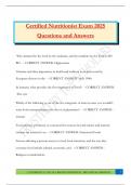 Certified Nutritionist Exam 2025 Questions and Answers