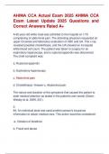 AHIMA CCA Actual Exam 2025 AHIMA CCA  Exam Latest Update 2025 Questions and  Correct Answers Rated A&plus; 