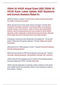 OSHA 30 HOUR Actual Exam 2025 OSHA 30  HOUR Exam Latest Update 2025 Questions  and Correct Answers Rated A&plus; 
