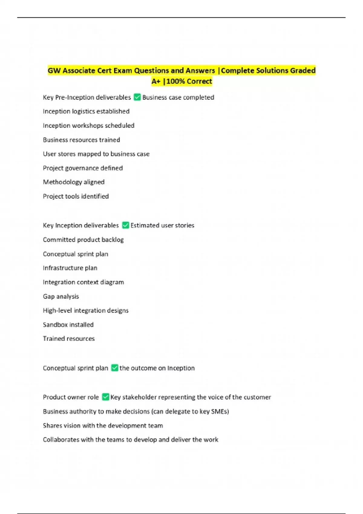 Question Associate GW Associate Cert Exam Questions and Answers |Complete Solutions Graded ...