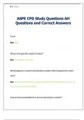 ASPE CPD Study Questions AH Questions and Correct Answers