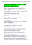 Children's Literature Lesson 1 Exam Questions and Answers