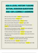 AQA A-LEVEL HISTORY TUDORS ACTUAL 2025&sol;2026 QUESTIONS AND 100&percnt; CORRECT ANSWERS