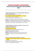 MICHIGAN NURSING JURISPRUDENCE  PRACTICE EXAM QUESTIONS AND ANSWERS  2025